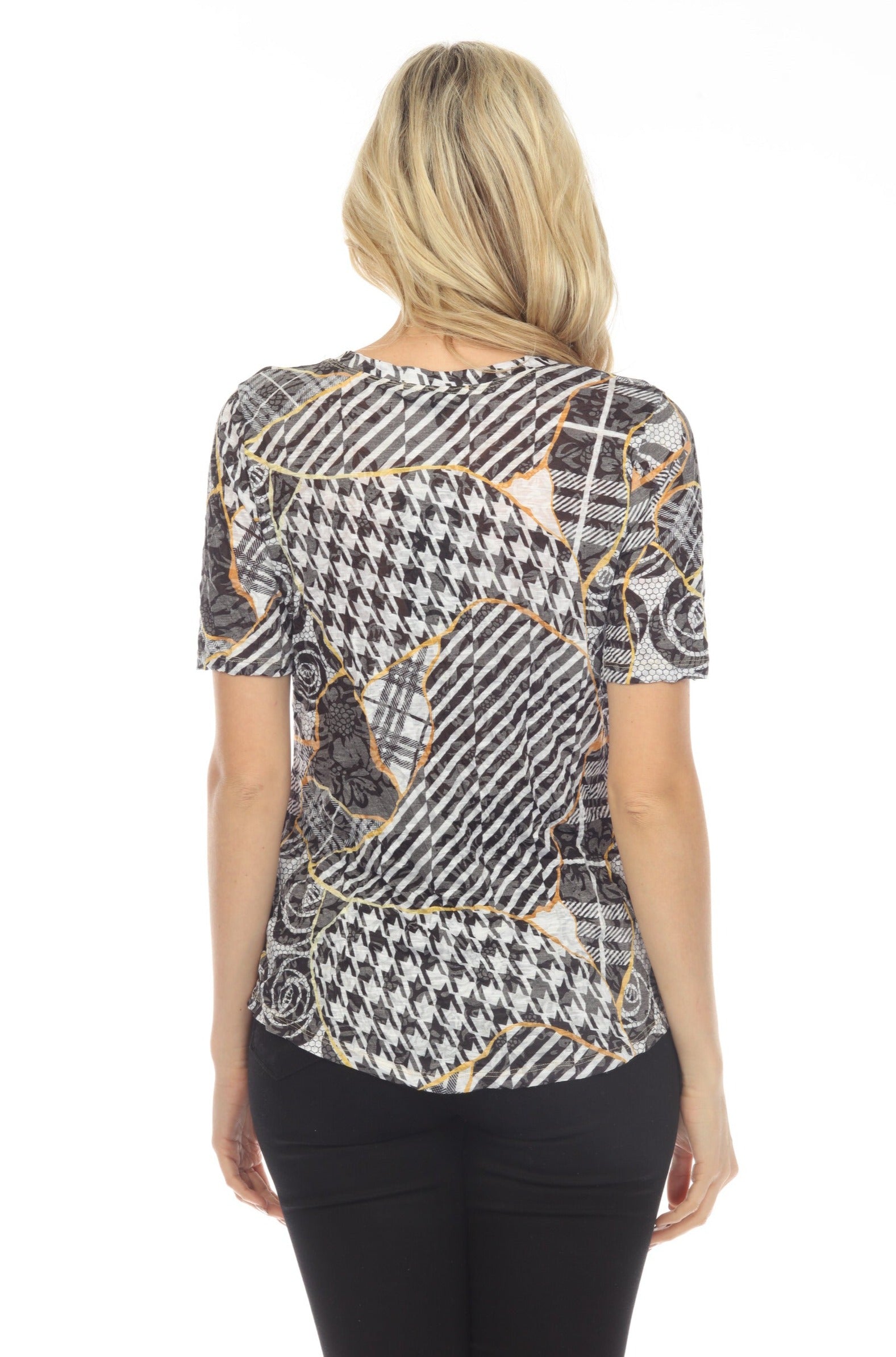 S/S V-Neck Top - Bold Patterns - CARINE