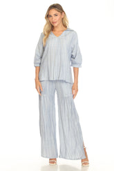 Pleated Linen Wide-Leg Pant - CARINE