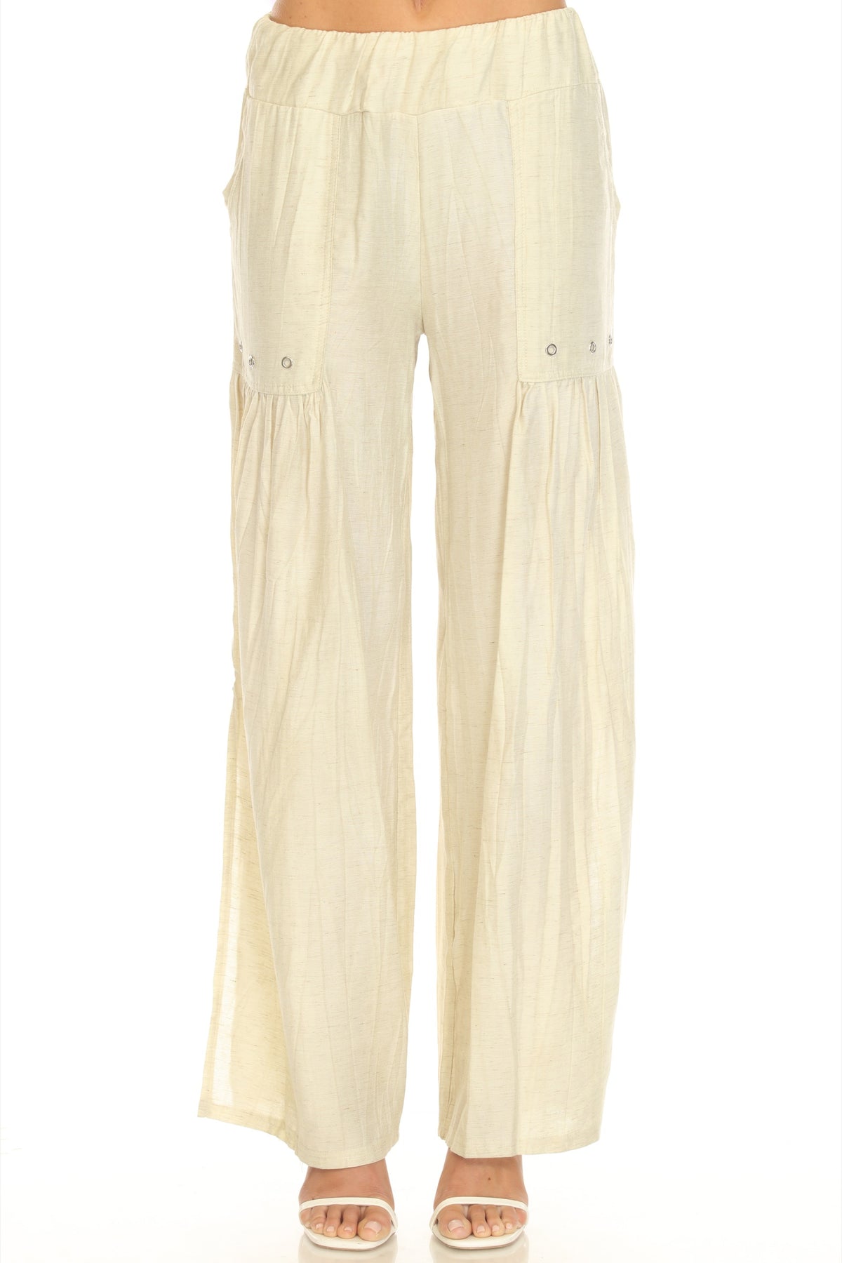 Pleated Linen Wide-Leg Pant - CARINE