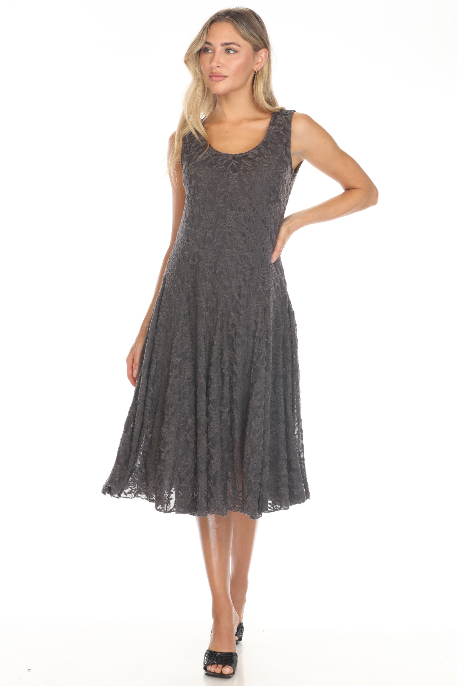 Sleeveless Textured Lace Dress - CARINE