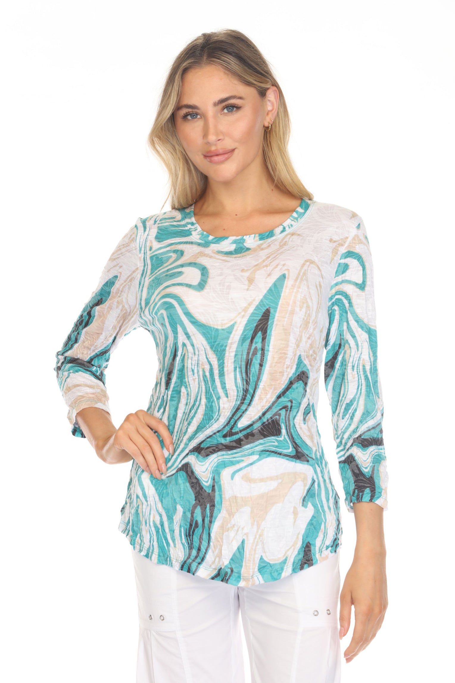 Round-Neck Top - Jade Stone - CARINE
