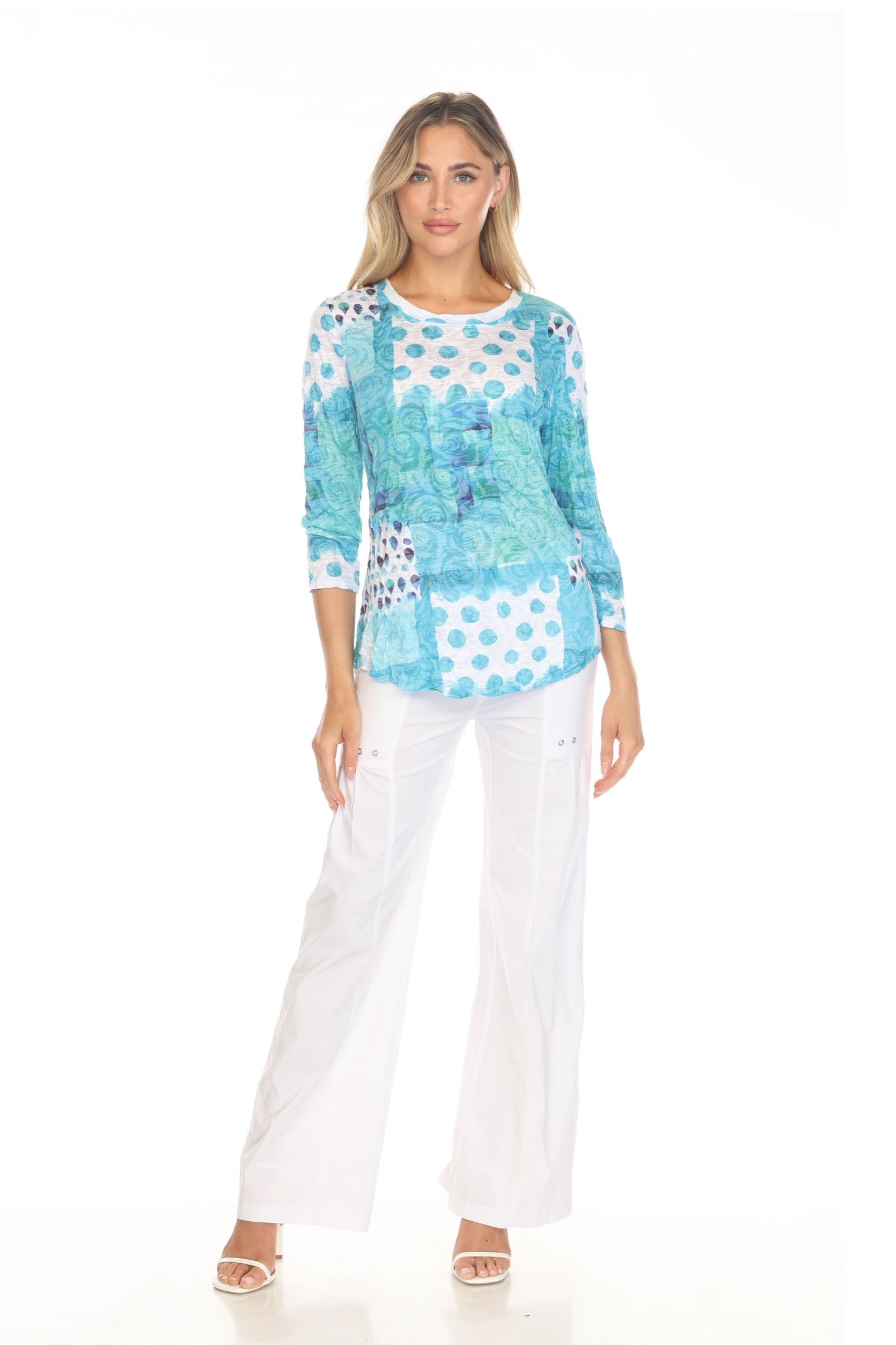 Round-Neck Top - Aqua Rain - CARINE