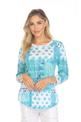 Round-Neck Top - Aqua Rain - CARINE