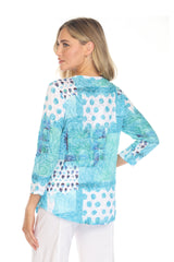 Round-Neck Top - Aqua Rain - CARINE