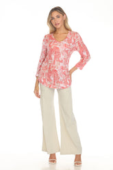 V-Neck Top - Coral Mosaic - CARINE