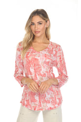 V-Neck Top - Coral Mosaic - CARINE