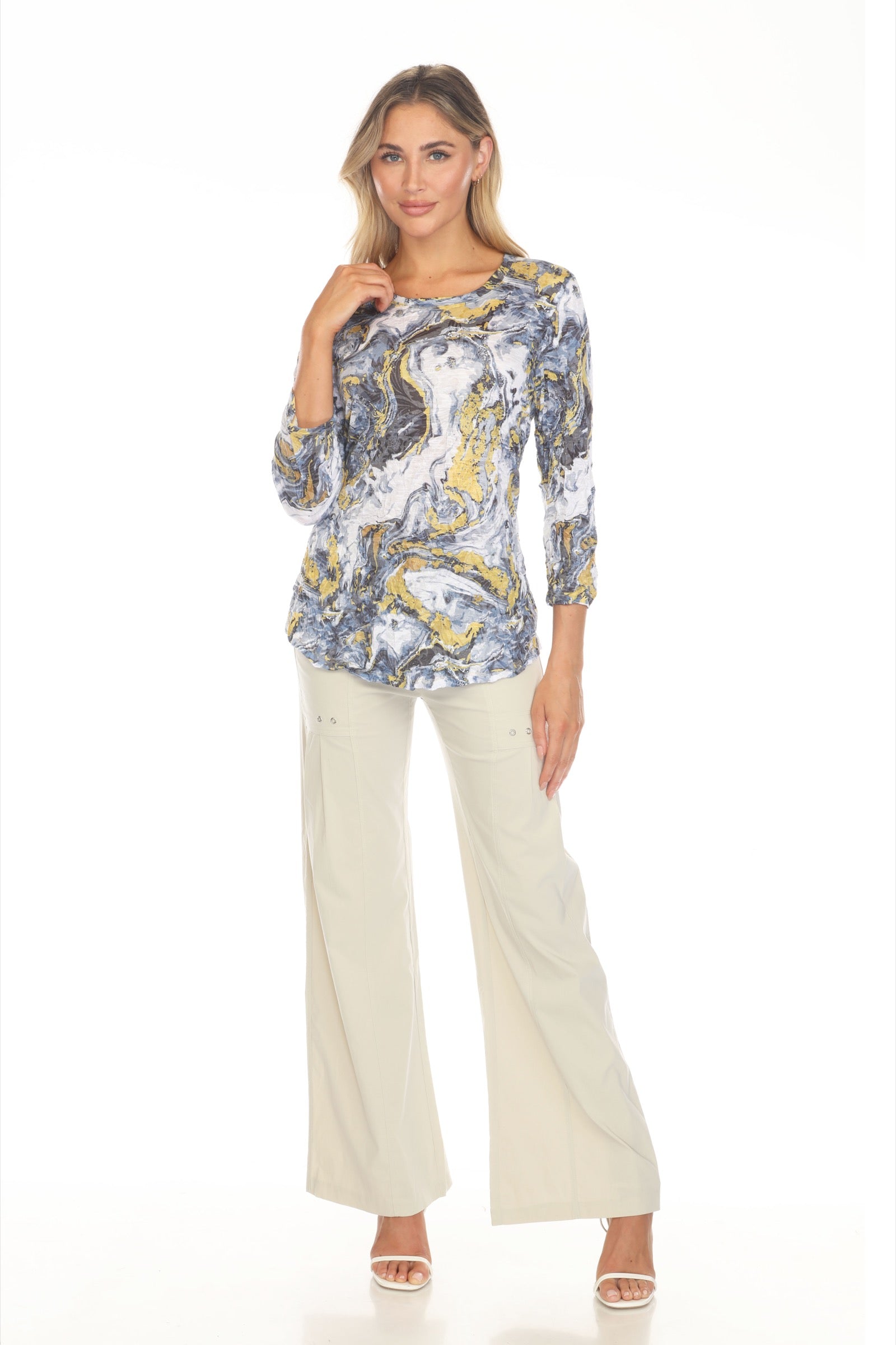 Round-Neck Top - Gold Leaf - CARINE