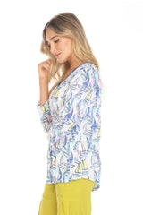 V-Neck Top - Sail Boats - CARINE