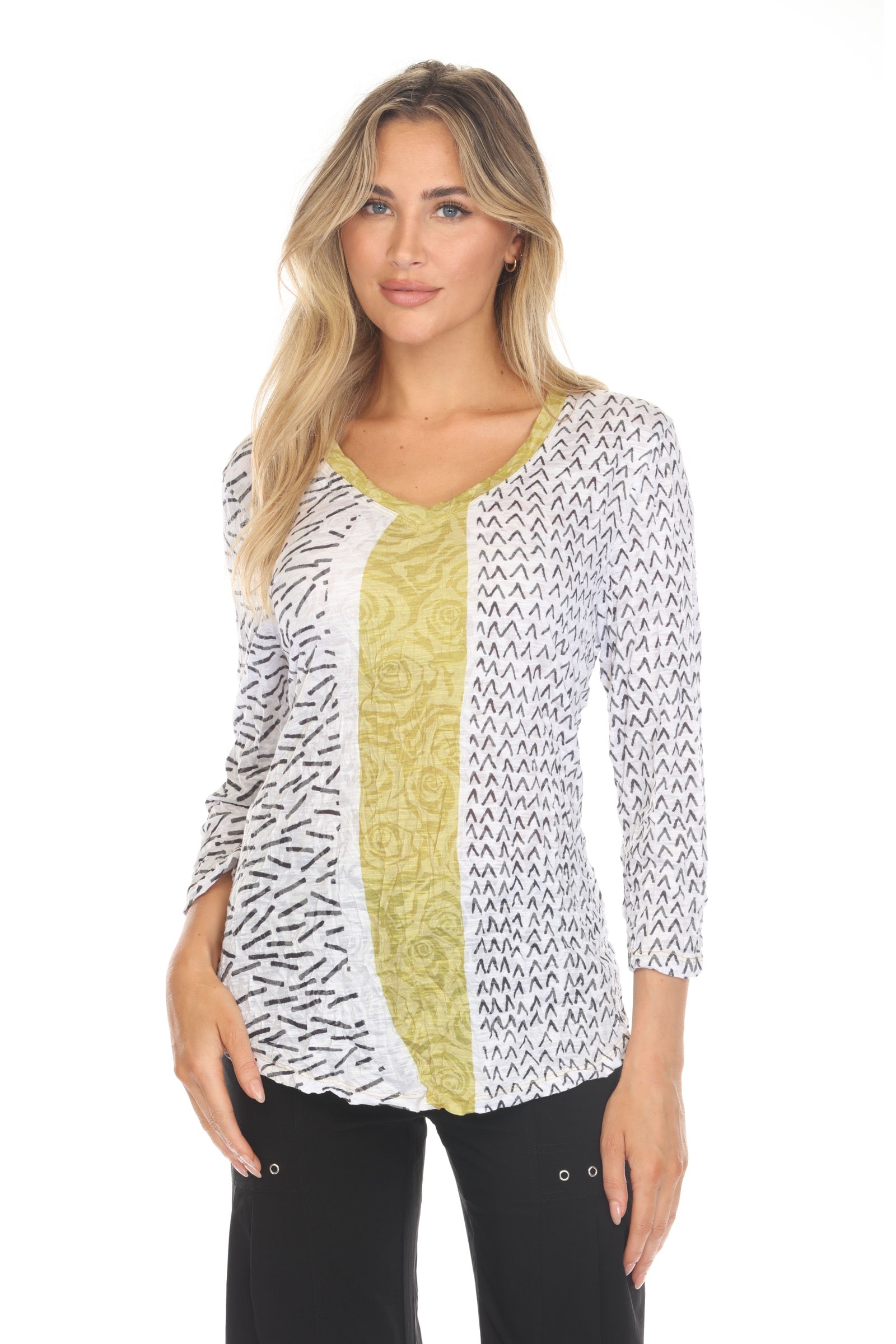V-Neck Top - Mixed Dash - CARINE