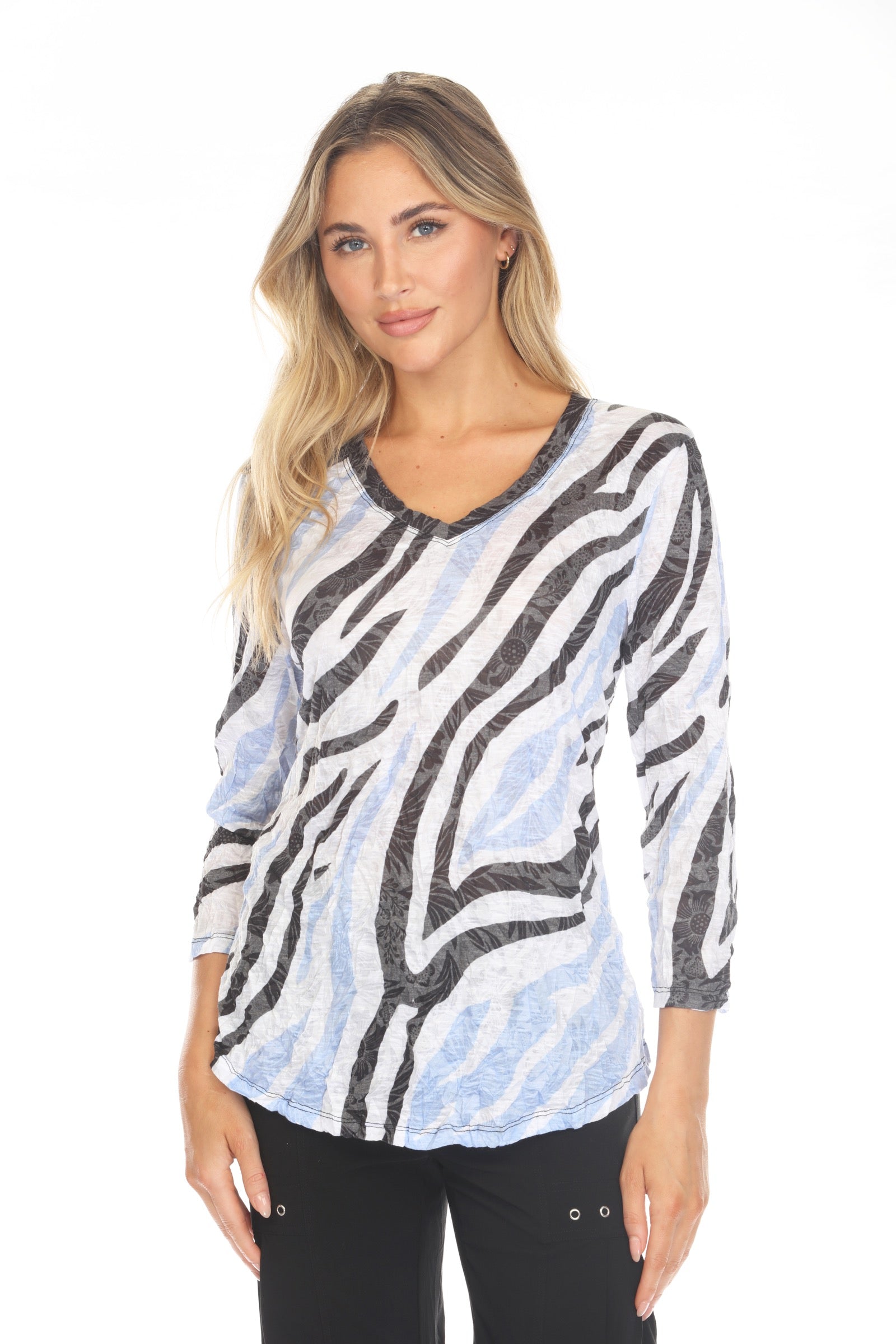 V-Neck Top - Zebra Frost - CARINE