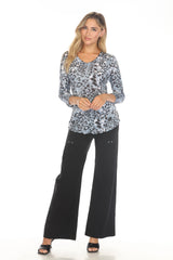 V-Neck Top - Slate Leopard - CARINE