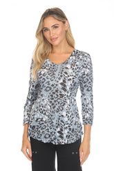 V-Neck Top - Slate Leopard - CARINE