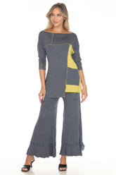 Tessa Top and Patch Crop Pant Set - Slate - CARINE