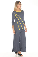 Ava Top and Patch Crop Pant Set - Slate - CARINE