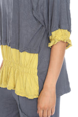 Tara Top and Patch Crop Pant Set - Slate - CARINE