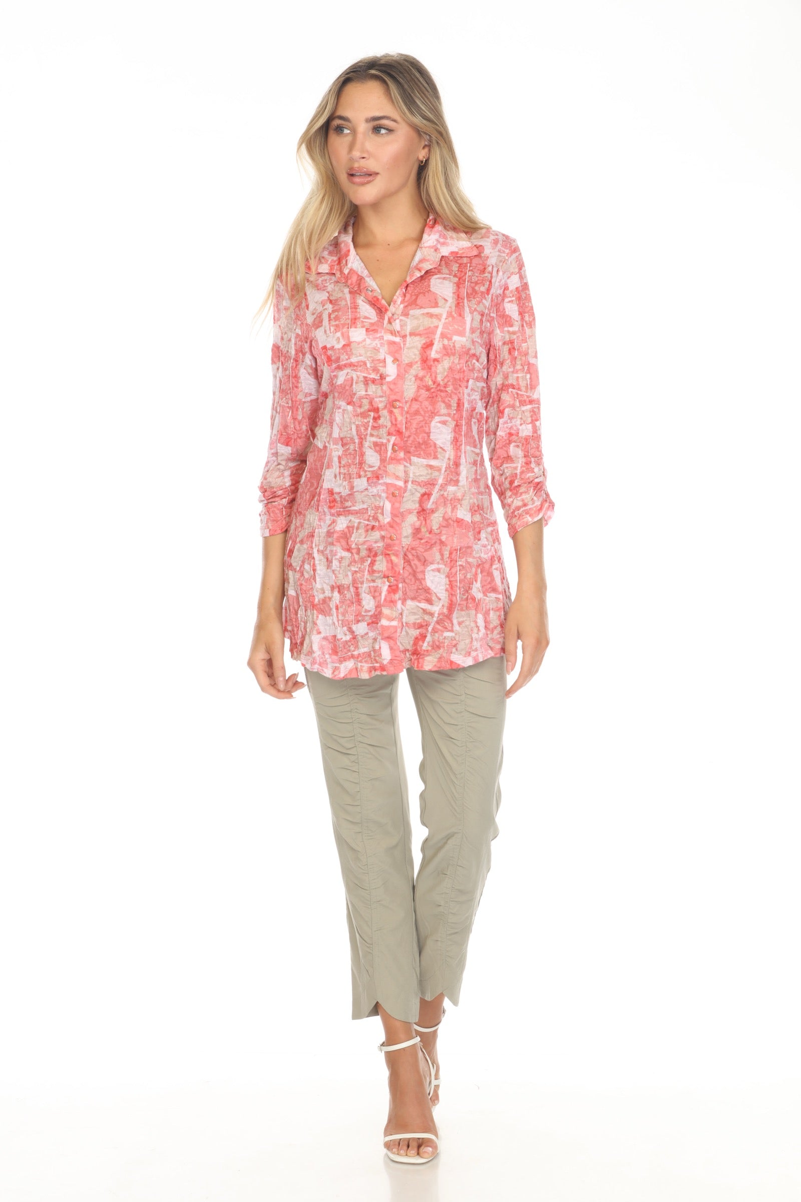 Selena Shirt - Coral Mosaic - CARINE