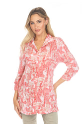 Selena Shirt - Coral Mosaic - CARINE