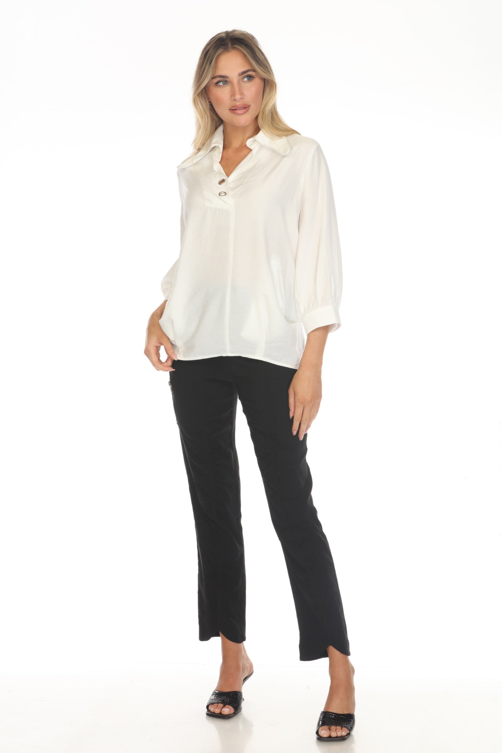 Grommet Split Collar Top - CARINE