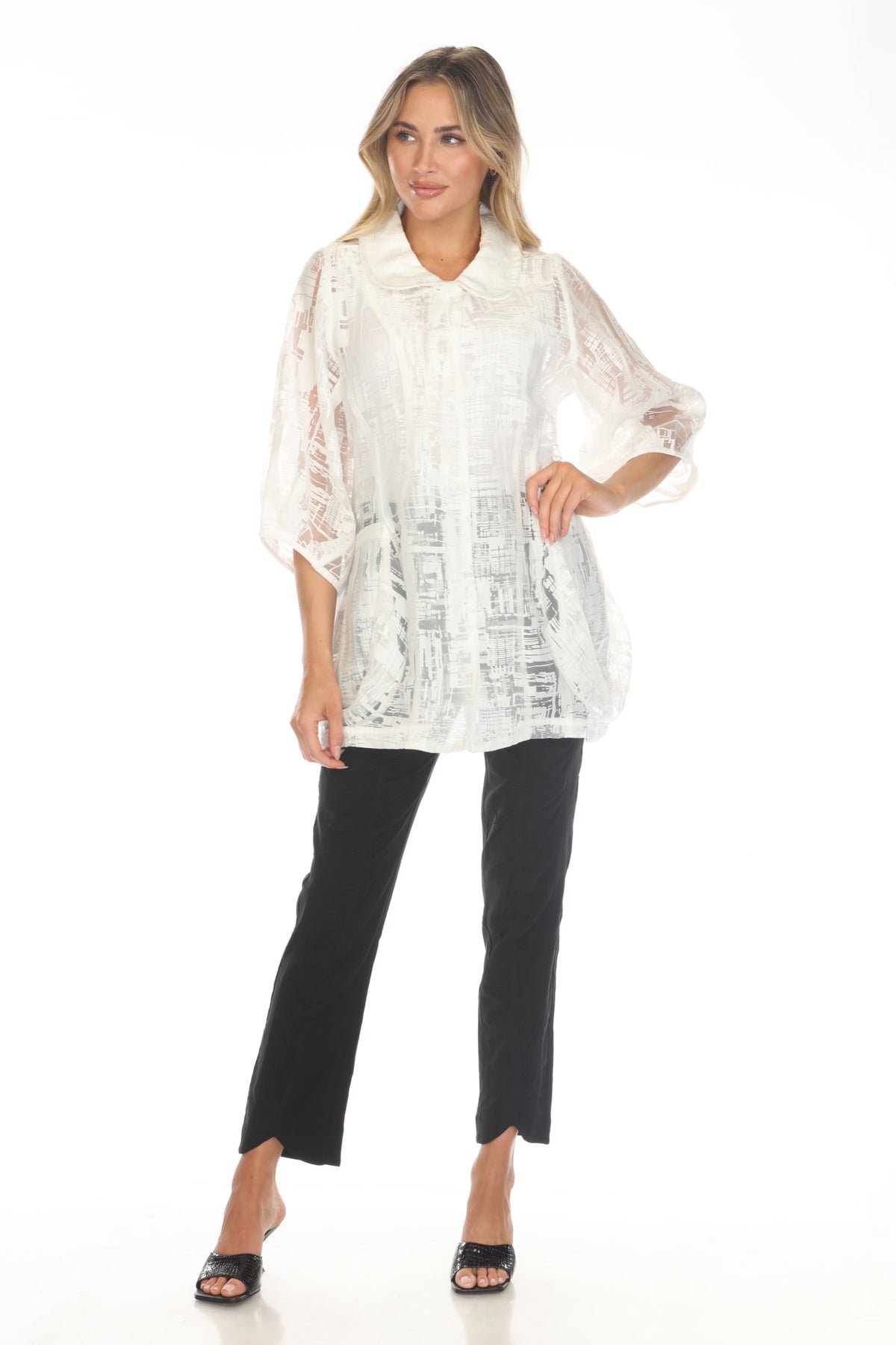 Sheer Textured Button Jacket - CARINE