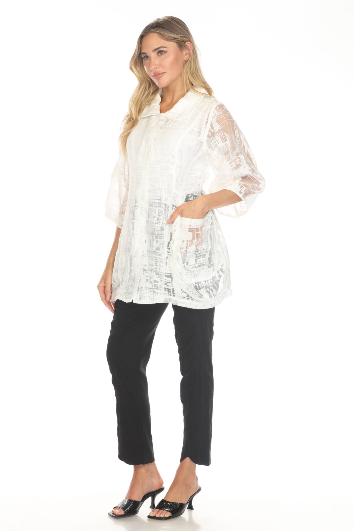 Sheer Textured Button Jacket - CARINE