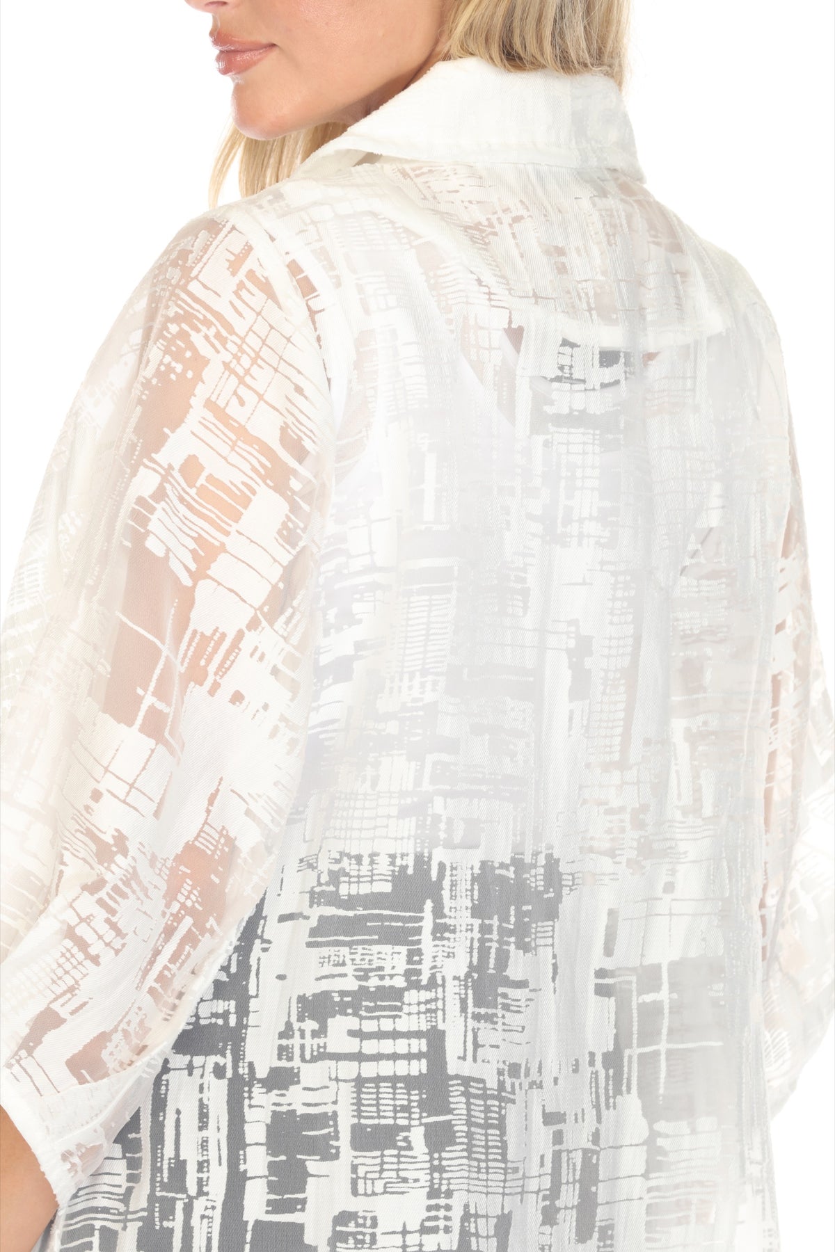 Sheer Textured Button Jacket - CARINE
