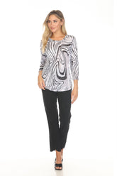 Round-Neck Top - Noir Contours - CARINE