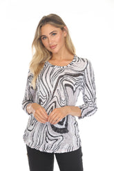 Round-Neck Top - Noir Contours - CARINE