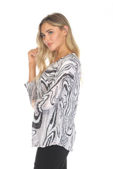 Round-Neck Top - Noir Contours - CARINE