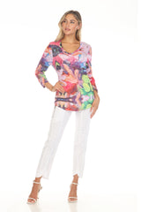 V-Neck Top - Vivid Garden - CARINE