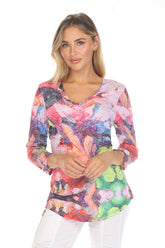 V-Neck Top - Vivid Garden - CARINE
