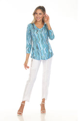 V-Neck Top - Aqua Strata - CARINE