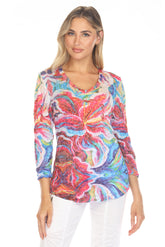 V-Neck Top - Radiant Lily - CARINE