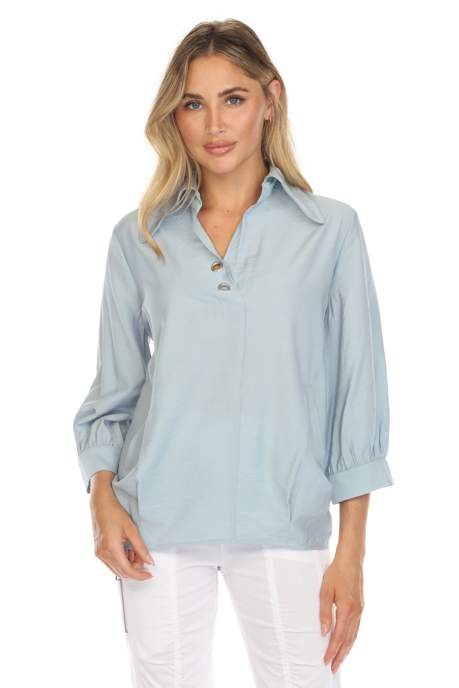 Grommet Split Collar Top - CARINE