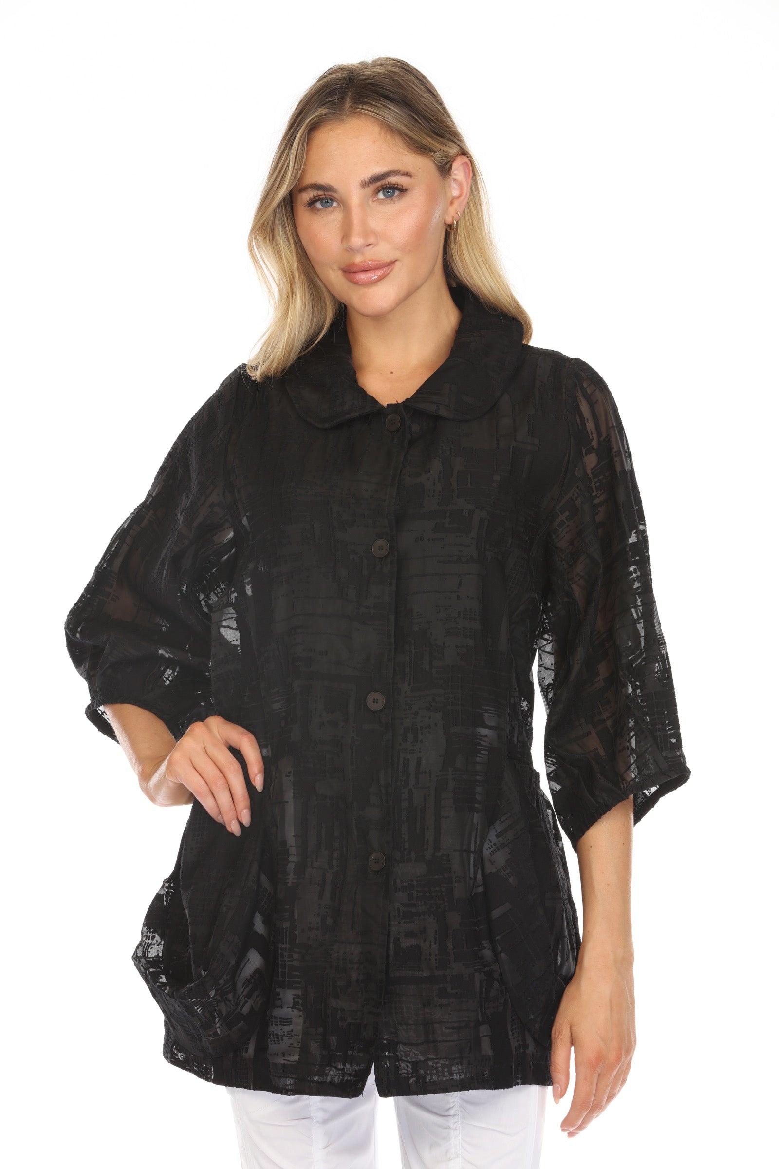Sheer Textured Button Jacket – CARINE