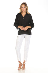 Grommet Split Collar Top - CARINE