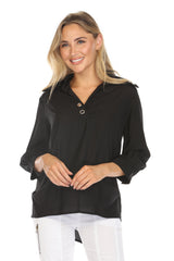 Grommet Split Collar Top - CARINE