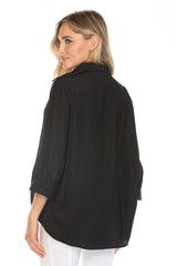 Grommet Split Collar Top - CARINE