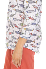 V-Neck Top - Painted Fish - CARINE