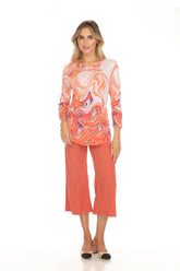 Round-Neck Top - Tangerine Swirl - CARINE