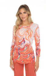 Round-Neck Top - Tangerine Swirl - CARINE