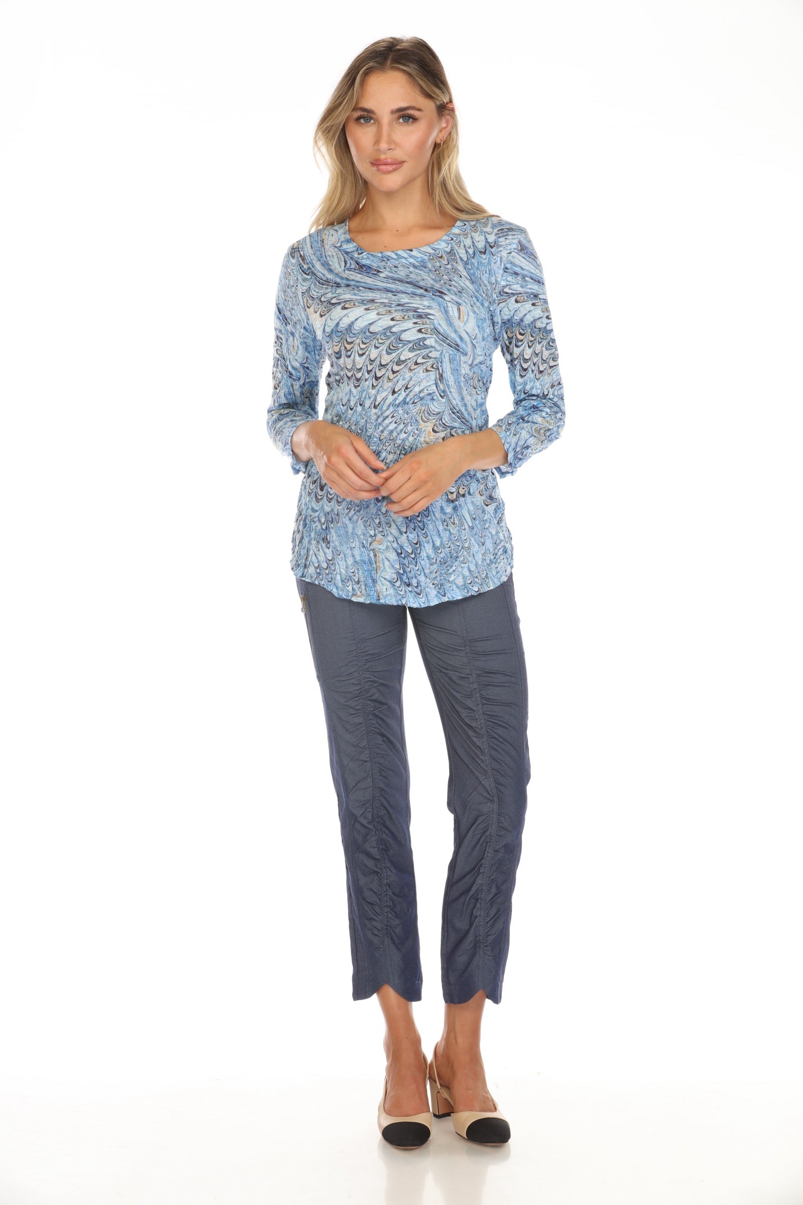 Round-Neck Top - Ocean Splash - CARINE
