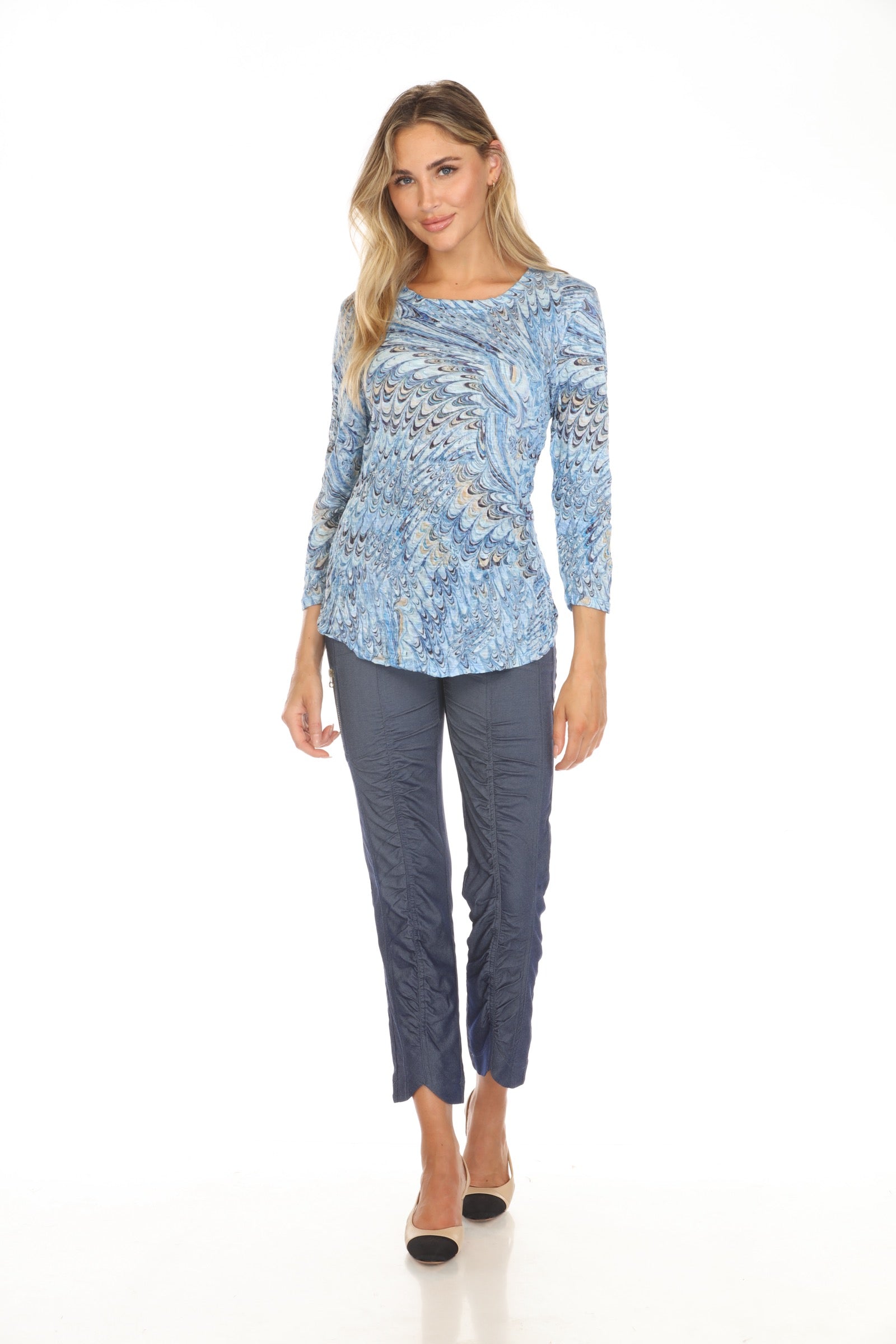 Round-Neck Top - Ocean Splash - CARINE