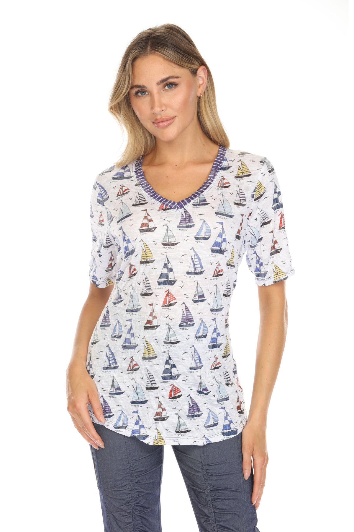 S/S V-Neck Top - Sailaway - CARINE