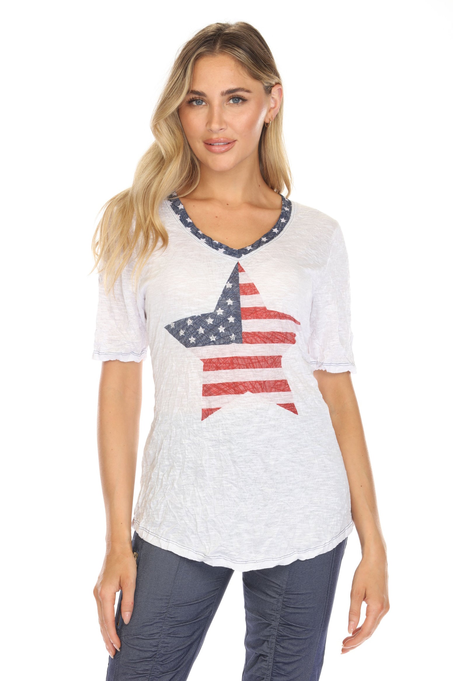 S/S V-Neck Top - American Star - CARINE