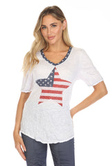 S/S V-Neck Top - American Star - CARINE