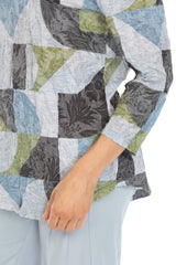V-Neck Top - Sage Mosaic - CARINE
