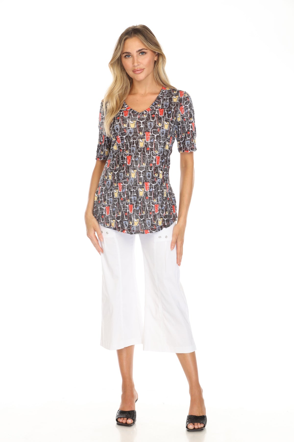 S/S V-Neck Top - Cocktail Hour - CARINE