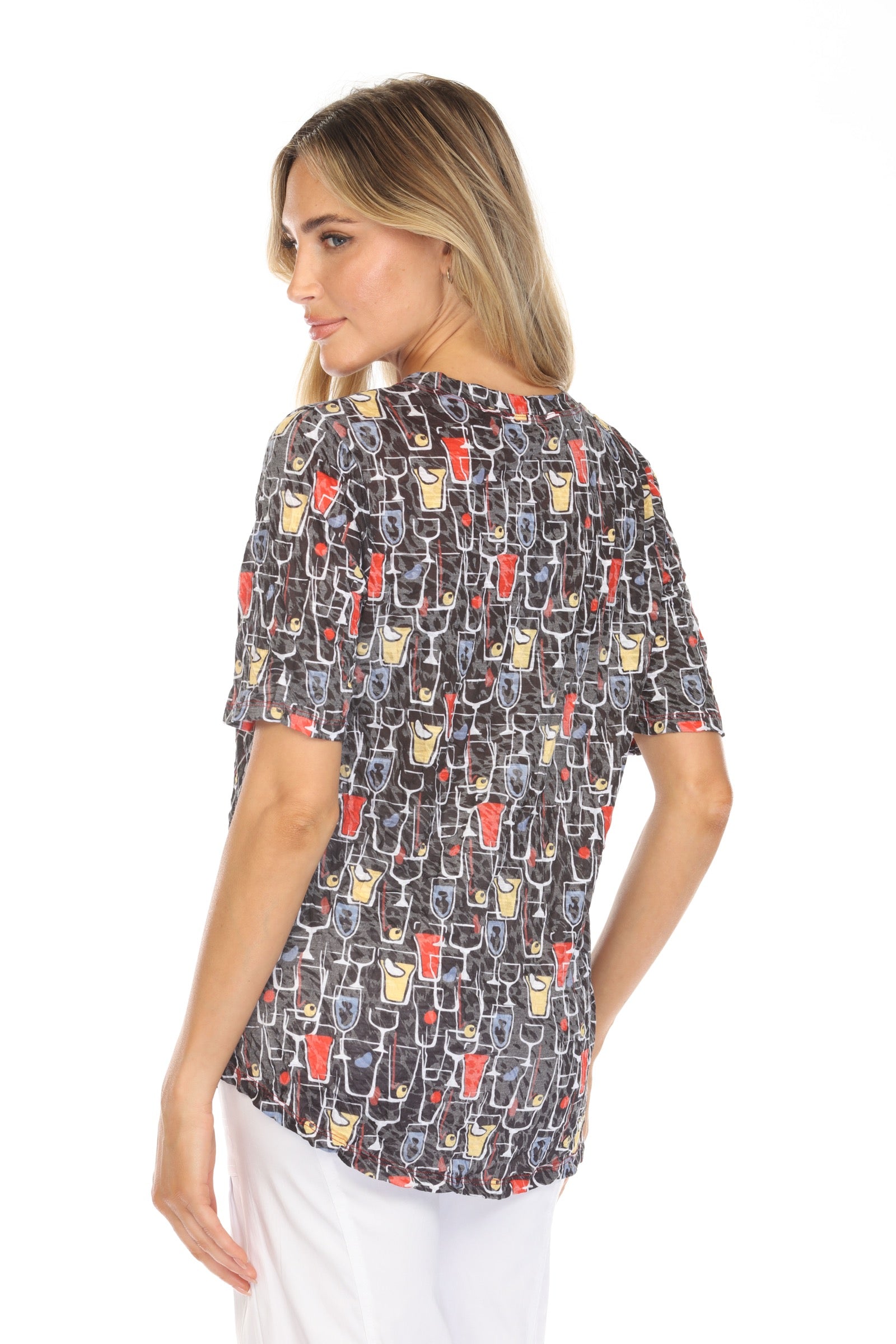 S/S V-Neck Top - Cocktail Hour - CARINE