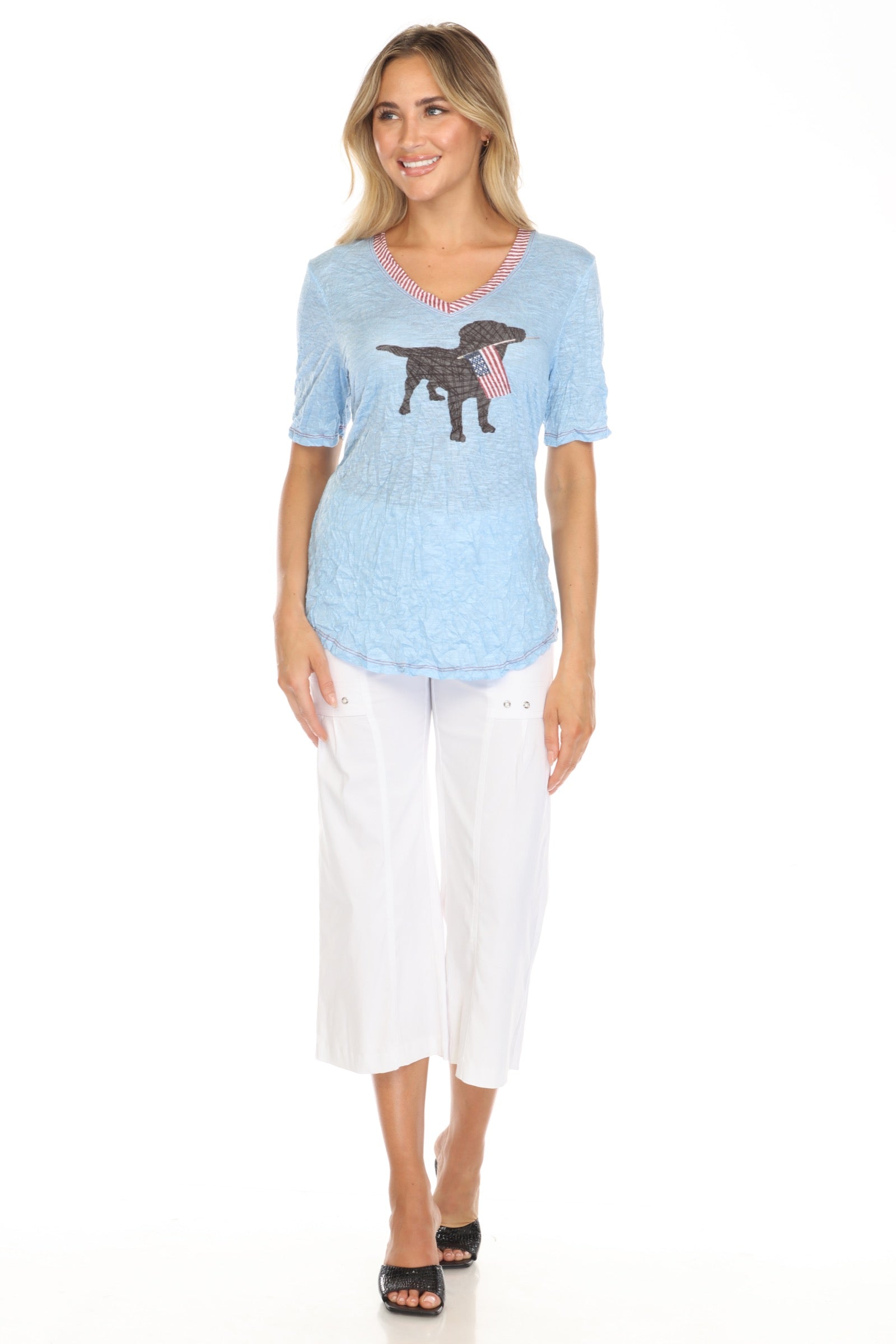 S/S V-Neck Top - American Dog - CARINE