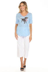 S/S V-Neck Top - American Dog - CARINE